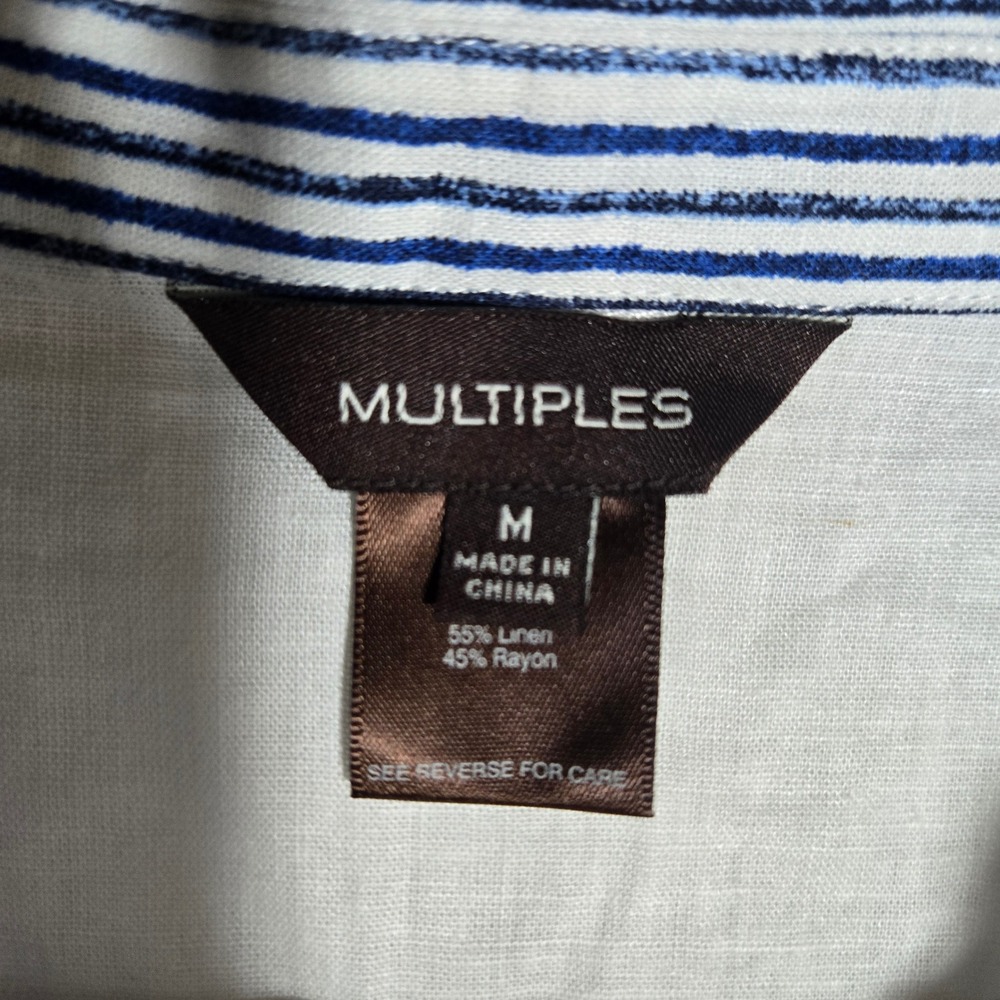 NWT Multiples Patchwork Button Shirt Medium Mixed… - image 4